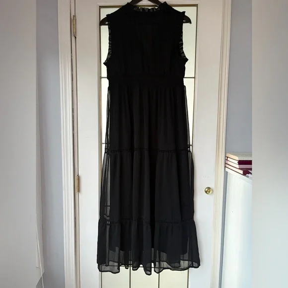 Christina B Elegant Black Sleeveless Flowy Dress in size small - Picture 6 of 7